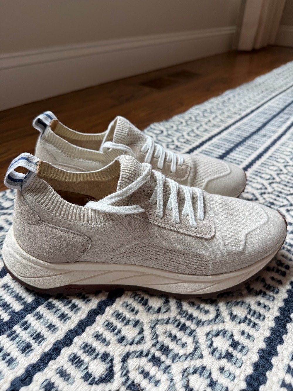 Fedeli Light Gray Knit Slip-On Sneakers for Men